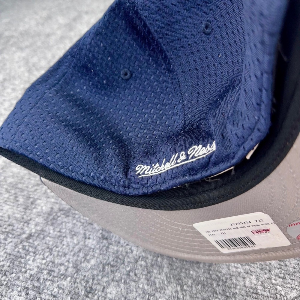 NY Yankees Hat Fitted 7‎ 1/2 M&N Blue Mesh BP 75th Side Patch 3D Team Logo Cap - Picture 9 of 10
